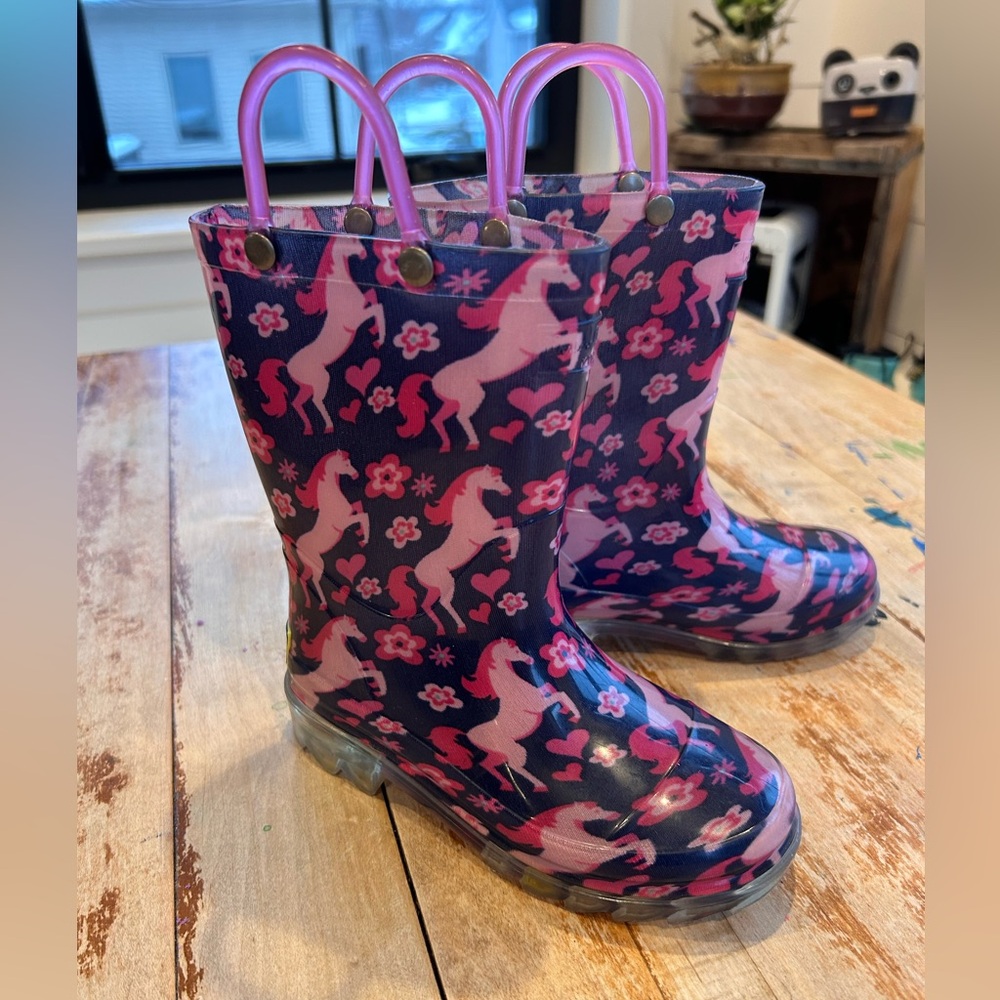 Western Chief Pink and Blue Unicorn Rain Boots- Kids size 10